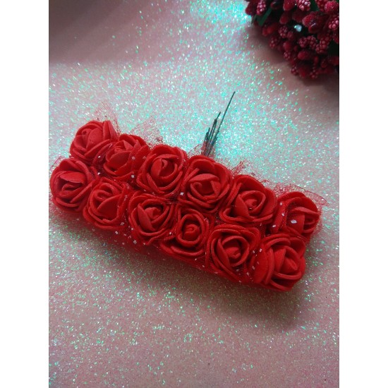 Розочки из фомирана в пучках 2,5 см, цв. красный, цена за пучок